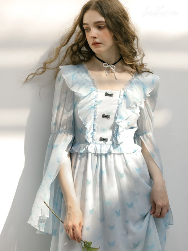 Sky Flutter Chiffon Dress