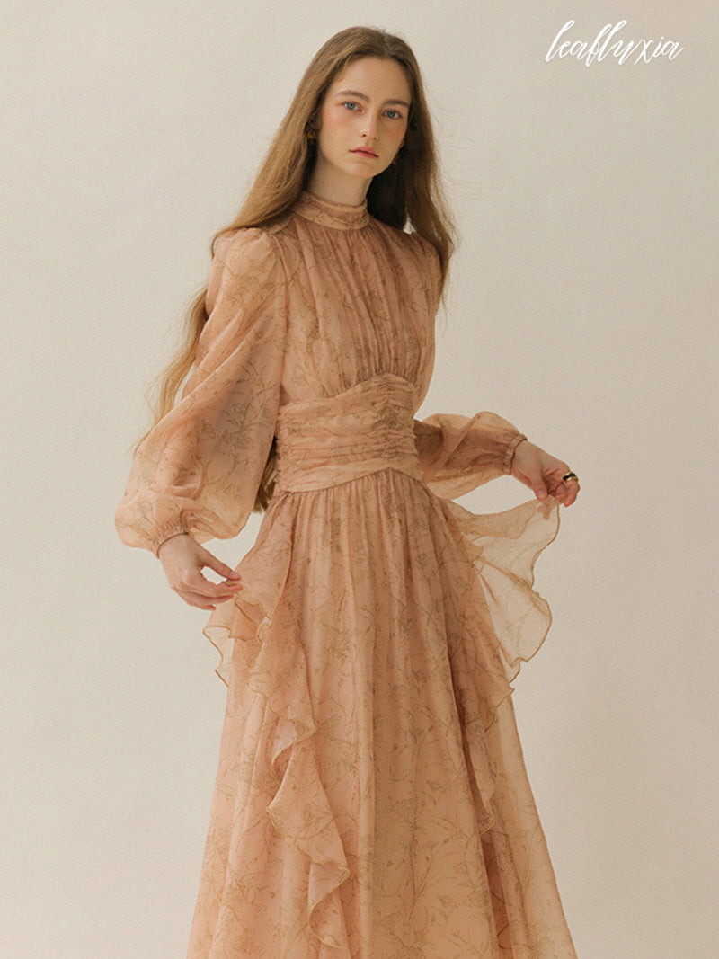 Peach Blossom Long Sleeve Dress