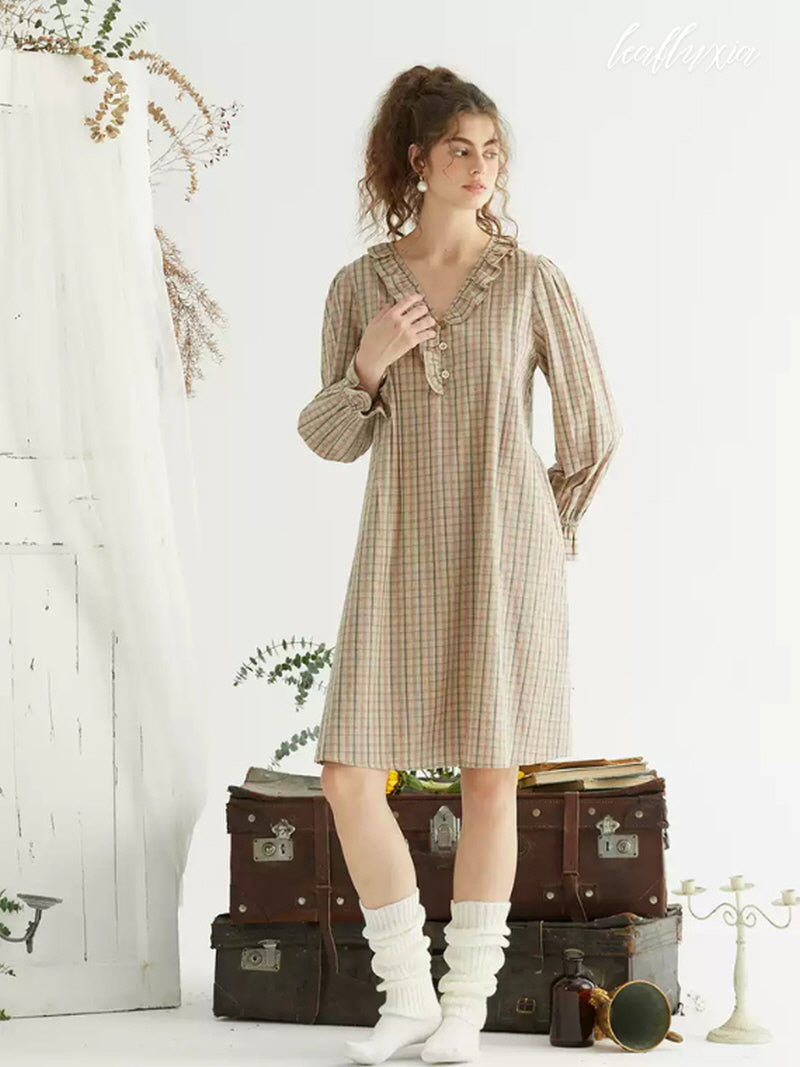 Vintage Plaid Lounge Dress