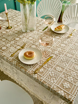 Lace Embroidered Floral Tablecloth