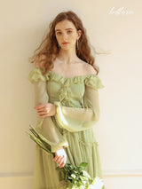 Dreamy Olive Ruffle Dress