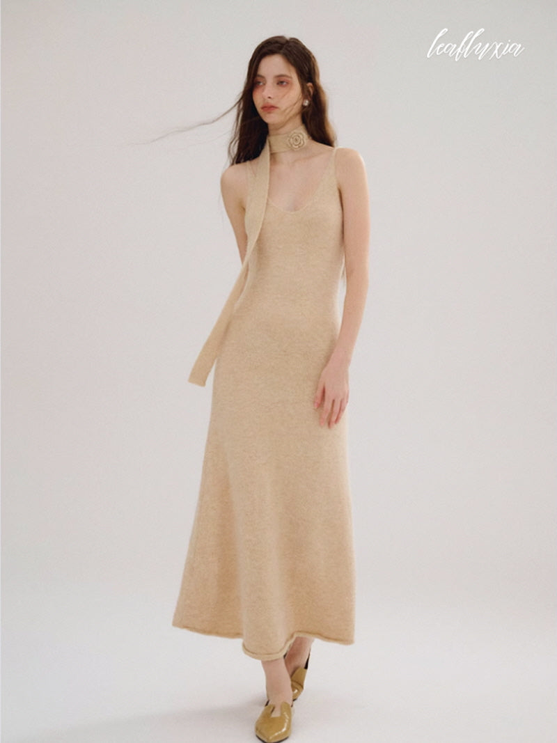 Sunlit Beige Knit Dress