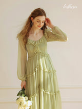 Dreamy Olive Ruffle Dress