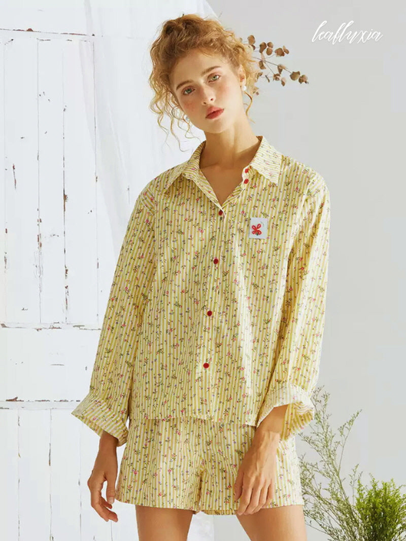 Golden Petal Pajama Set