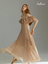 Champagne Breeze Ruffle Dress