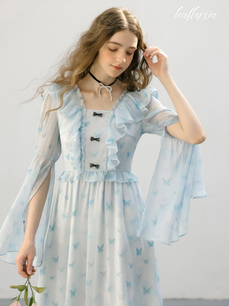 Sky Flutter Chiffon Dress