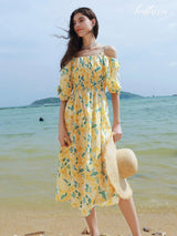 Lemon Grove Off-Shoulder Midi Dress