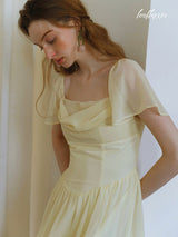 Lemon Whisper Tiered Dress