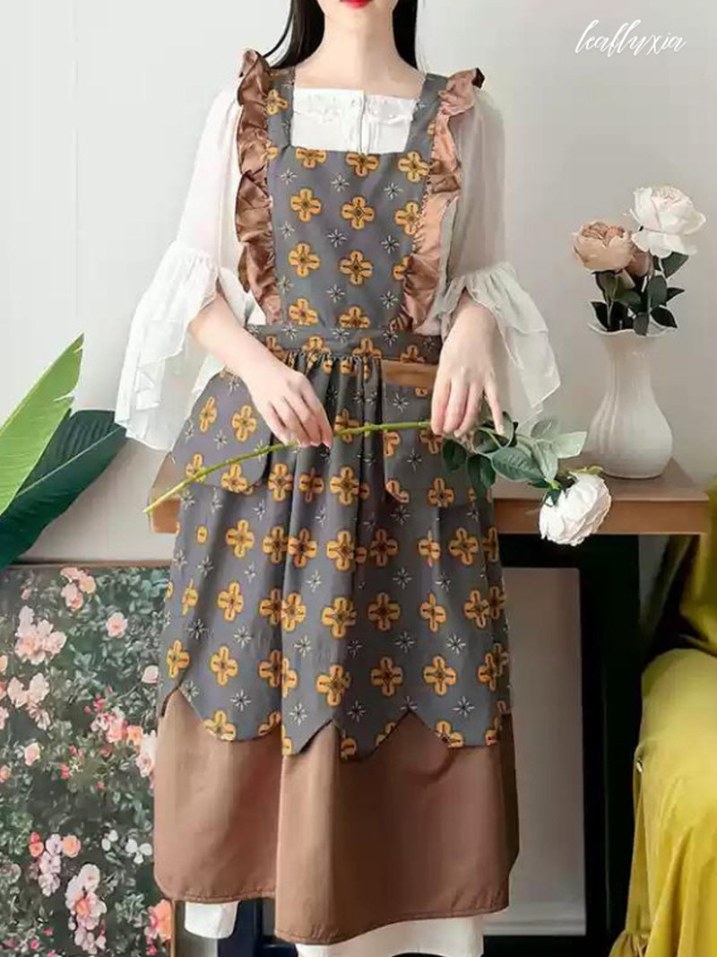 Retro Frill Floral Apron