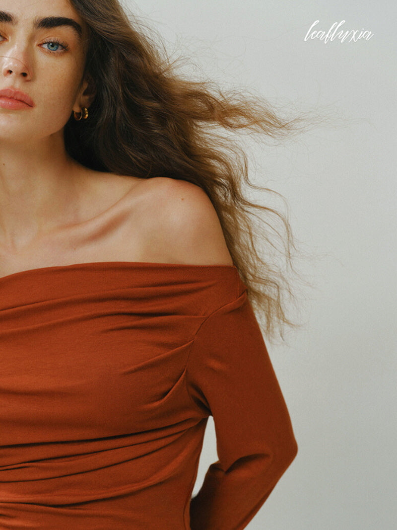 Ember Glow Off-Shoulder Dress