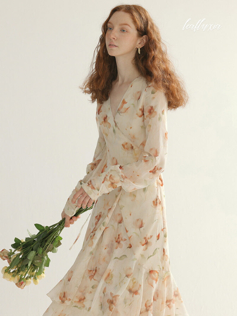 Floral Ruffle Long Dress