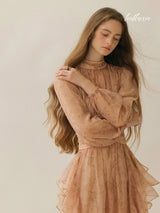 Peach Blossom Long Sleeve Dress