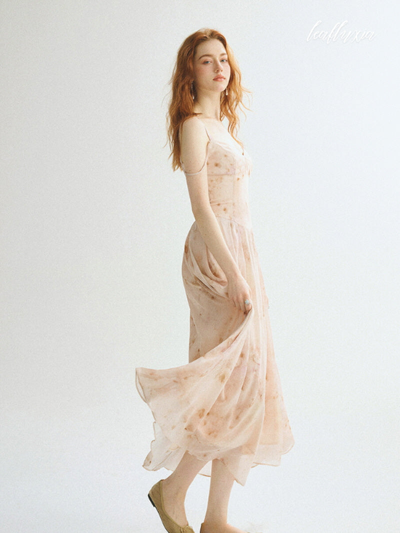 Peachy Bloom Midi Dress