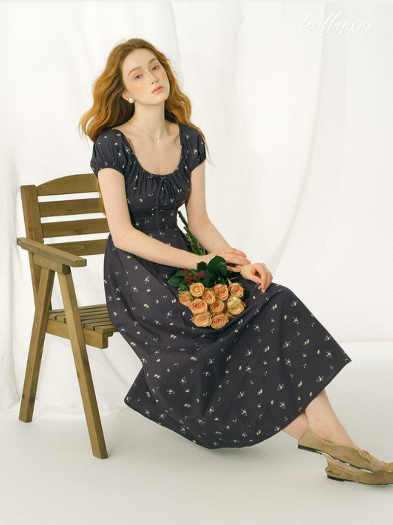 Vintage Petal Midi Dress