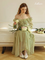 Dreamy Olive Ruffle Dress