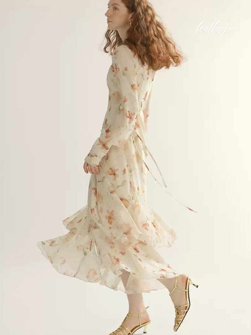 Floral Ruffle Long Dress