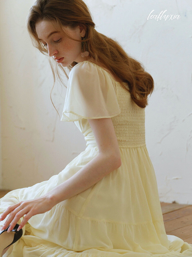 Lemon Whisper Tiered Dress