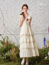 Vintage Lace Tiered Maxi Dress