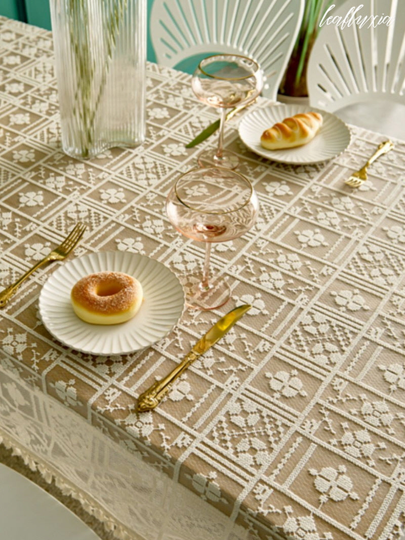 Lace Embroidered Floral Tablecloth