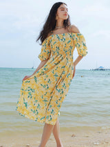 Lemon Grove Off-Shoulder Midi Dress