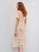 Peach Petal Blossom Midi Dress