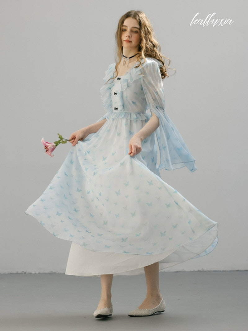 Sky Flutter Chiffon Dress