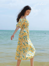 Lemon Grove Off-Shoulder Midi Dress