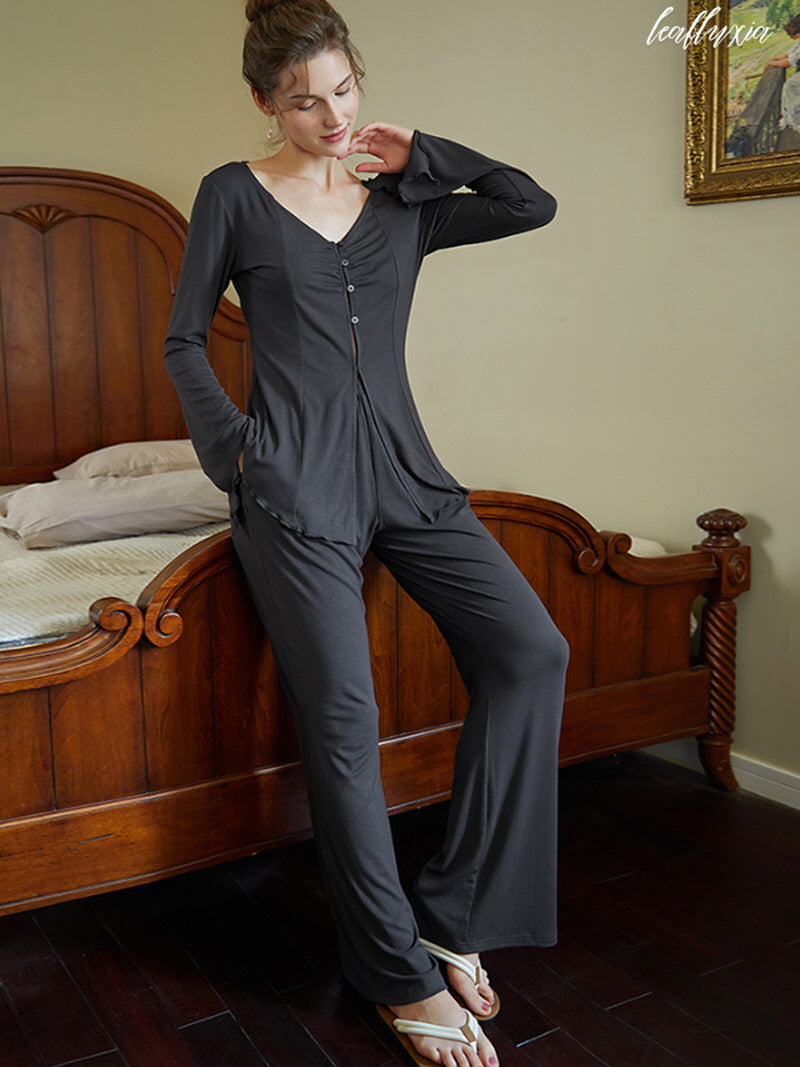 Charcoal Autumn Elegance  Lounge Wear