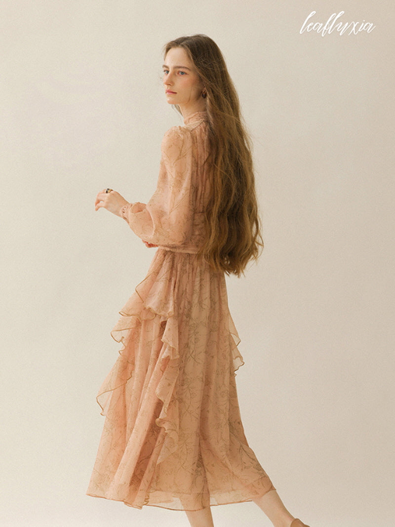 Peach Blossom Long Sleeve Dress