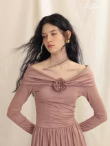 Sweet Rose Off-Shoulder Dress