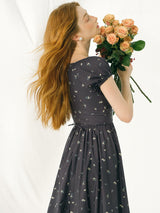 Vintage Petal Midi Dress