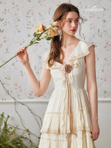 Vintage Lace Tiered Maxi Dress