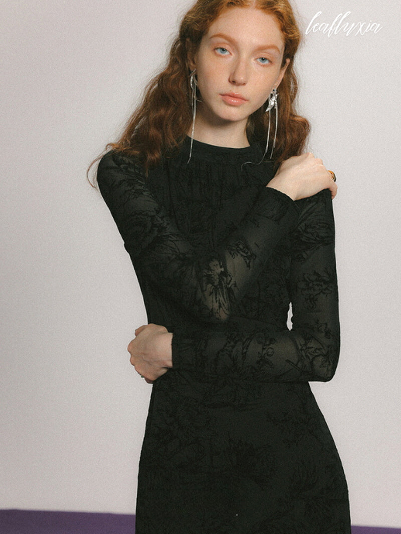 Noir Bloom Lace Dress