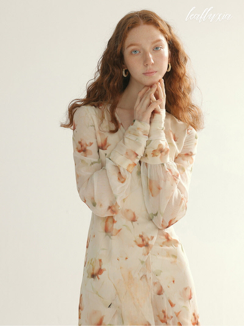 Floral Ruffle Long Dress