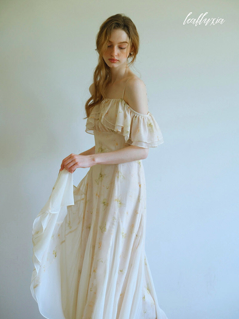 Golden Meadow Off-Shoulder Dress