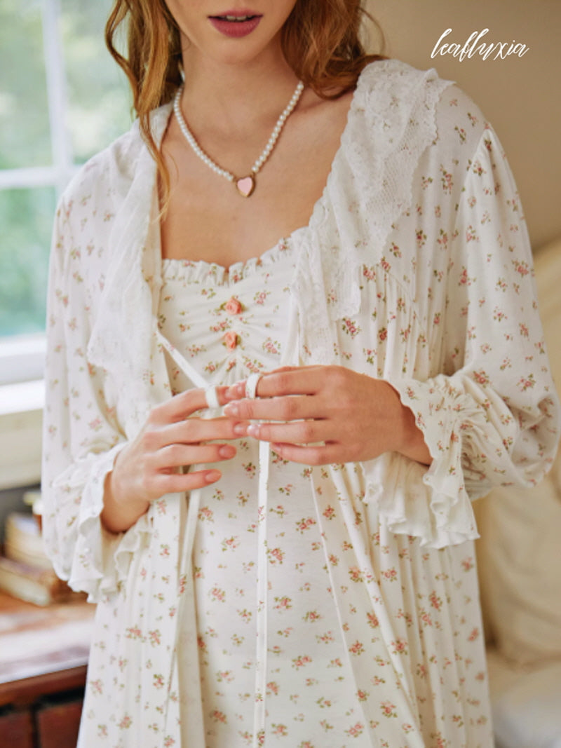 Ivory Blossom Pajama Set