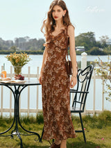 Amber Glow Floral Dress