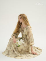 Sepia Floral Elegance Dress