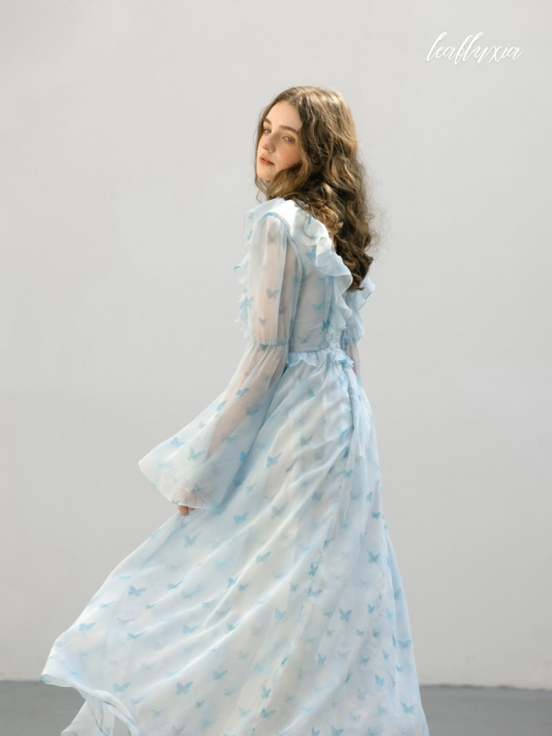 Sky Flutter Chiffon Dress