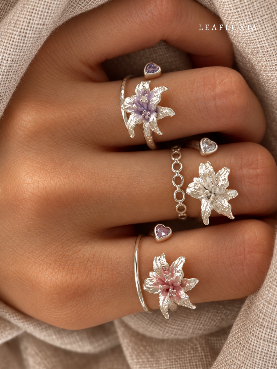 Lily Bloom Adjustable Ring | 925 Sterling Silver