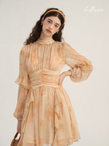 Amber Bloom Chiffon Dress