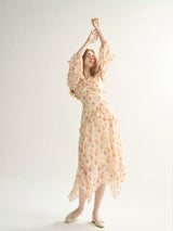 Golden Bloom Asymmetric Dress