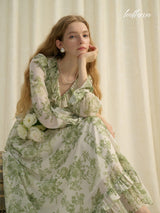 Verdant Whisper Ruffle Dress