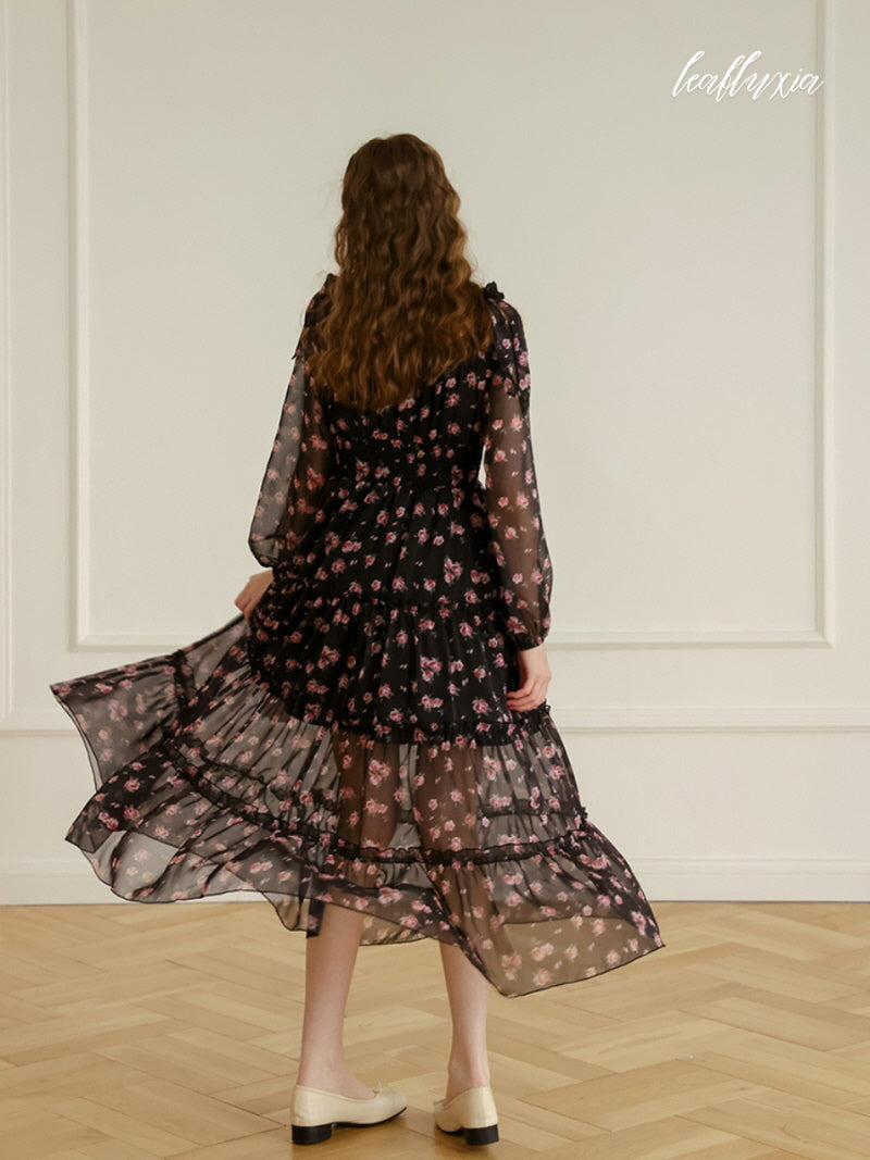 Rosy Midnight Elegance Dress