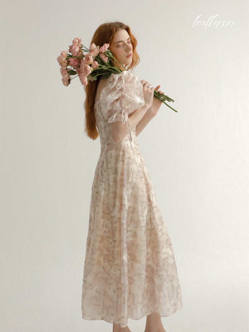 Antique Floral Pink Dress