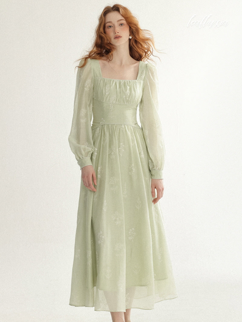 Embroidered Mint Blossom Dress