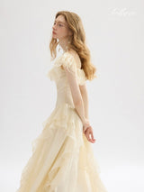 Soft Butter Puff Dress