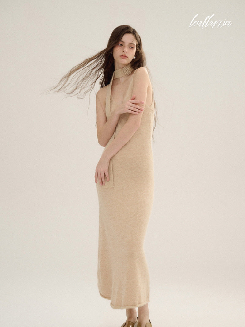 Sunlit Beige Knit Dress