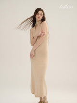 Sunlit Beige Knit Dress