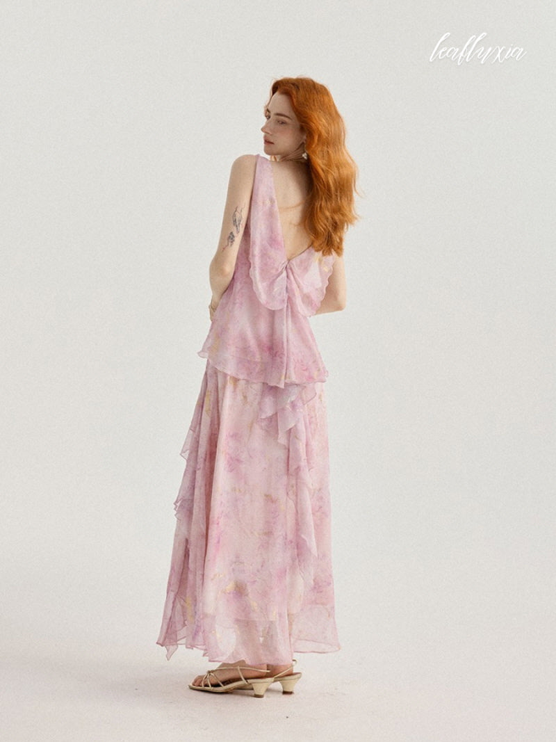 Blushing Petal Cascade Dress